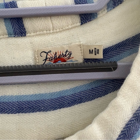 Faherty Dream Gauze Vida Midi Dress Blue Baja Color Organic Cotton Coastal Med - Picture 4 of 14